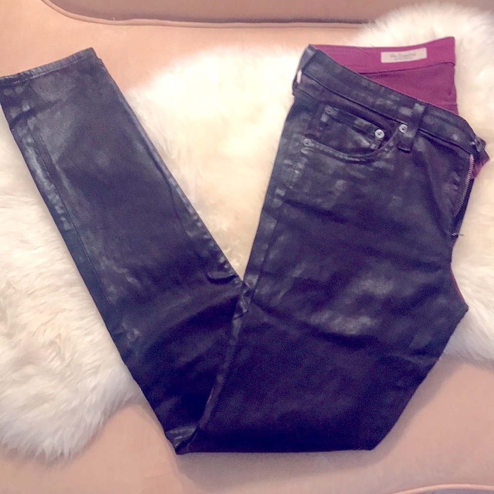 Anthro Ag Wax Coated Skinny Pants - Gem